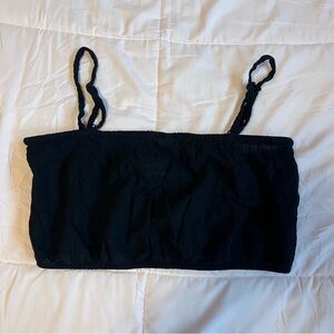 Aritzia Golden by TNA Eyelet Black Women's Bandeau Crop Top